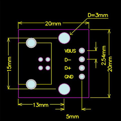 Type B To DIP 2.54mm Pin 4P USB Adapter Board