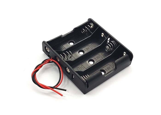 5.7x6.2x1.5cm 4AA Flat Battery Holder PVC Storage Box With Wire Lead