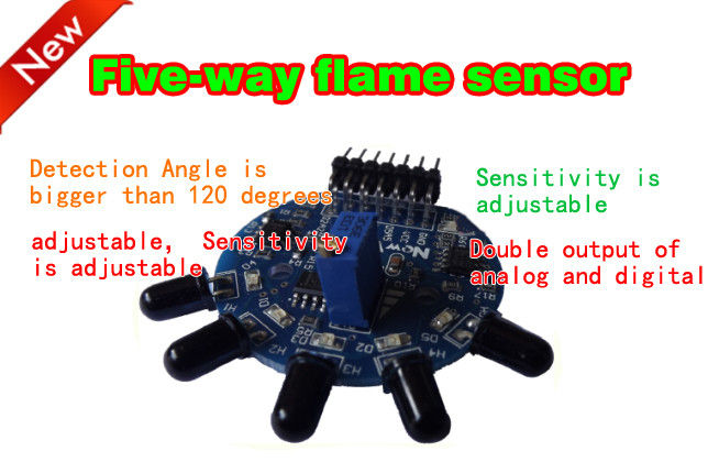 Flame Sensor , Five Ways Flame Sensor module for Arduino For RC Car / Robotics